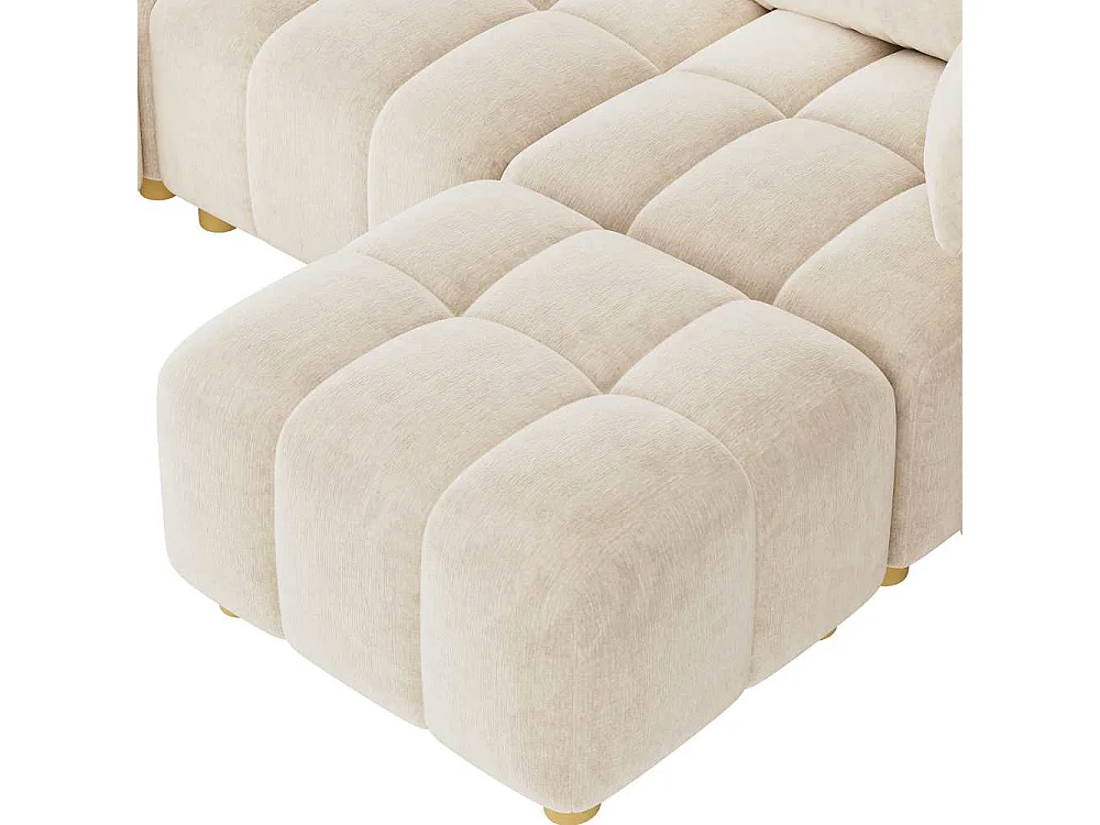 Sofà modulare angolare L/U 5 posti con 2 pouf, design comfort, ampi braccioli, per soggiorno, camera da letto, appartamento
