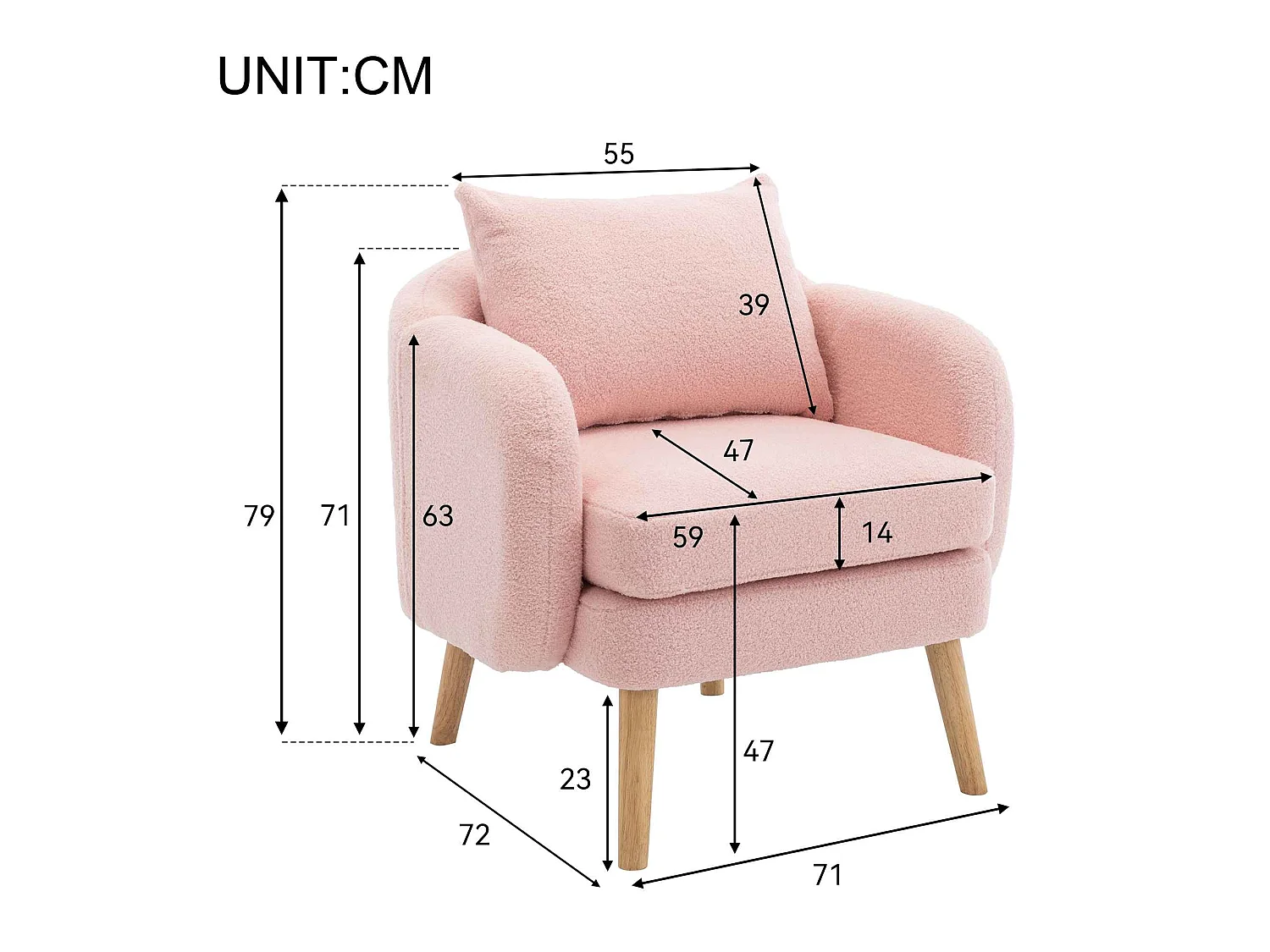 Fauteuil Teddy Velours Moderne avec Coussins - Fauteuil Confort Extra Épais, Structure en Bois Massif, Idéal pour Salon ou Bureau