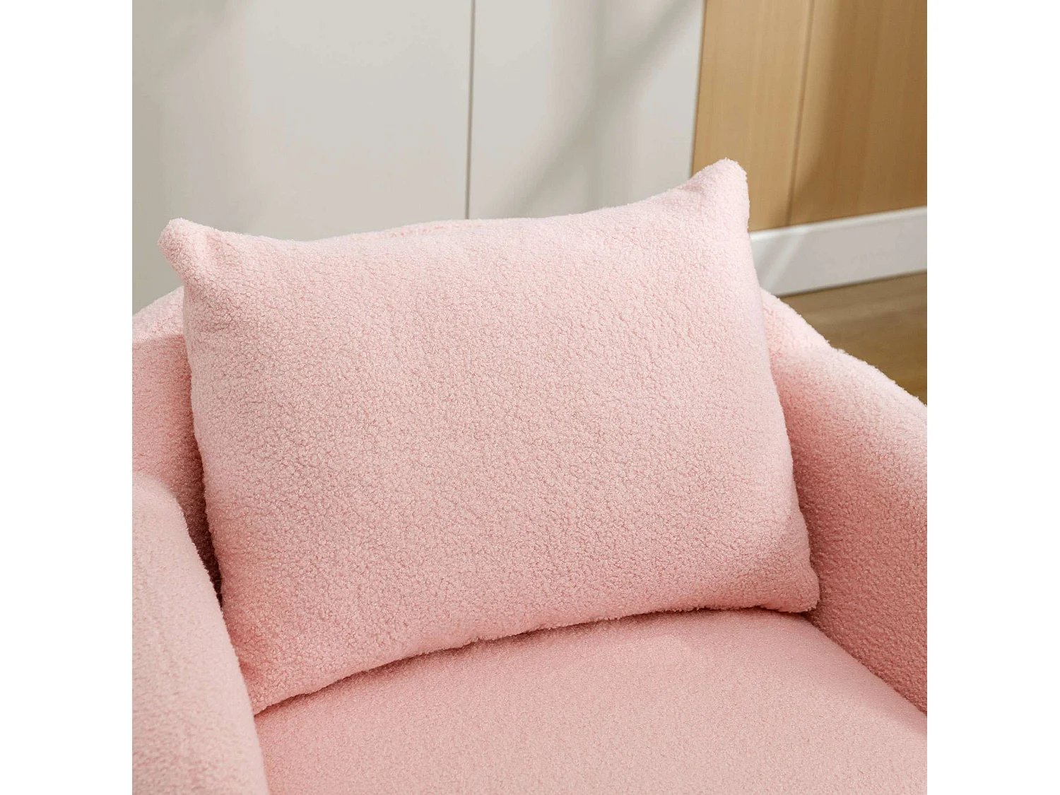 Fauteuil Teddy Velours Moderne avec Coussins - Fauteuil Confort Extra Épais, Structure en Bois Massif, Idéal pour Salon ou Bureau