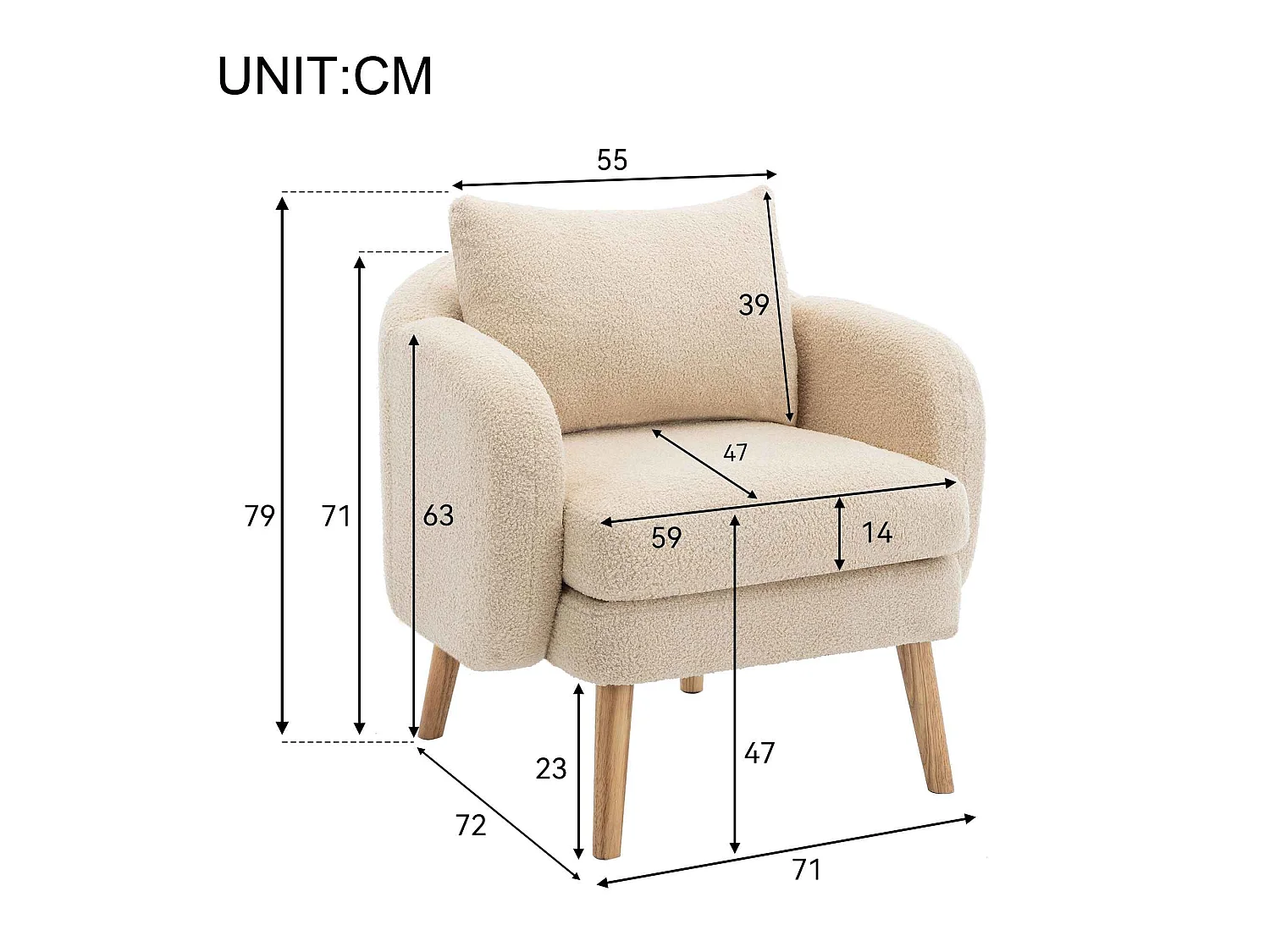 Fauteuil Teddy Velours Moderne avec Coussins - Fauteuil Confort Extra Épais, Structure en Bois Massif, Idéal pour Salon ou Bureau