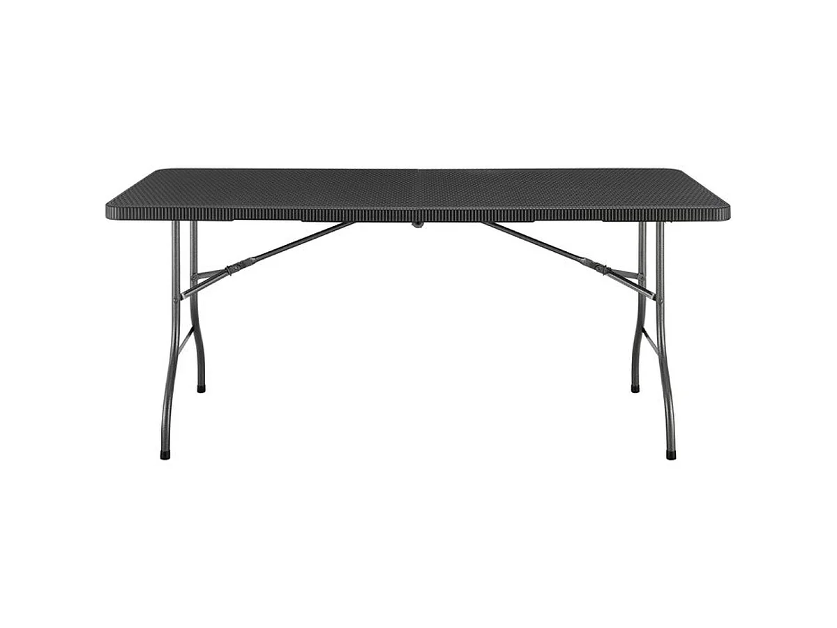 Table de réception pliante 8 personnes 180x74 x73.5cm - Structure en acier et plateau en polyéthylene - Aspect résine tressé