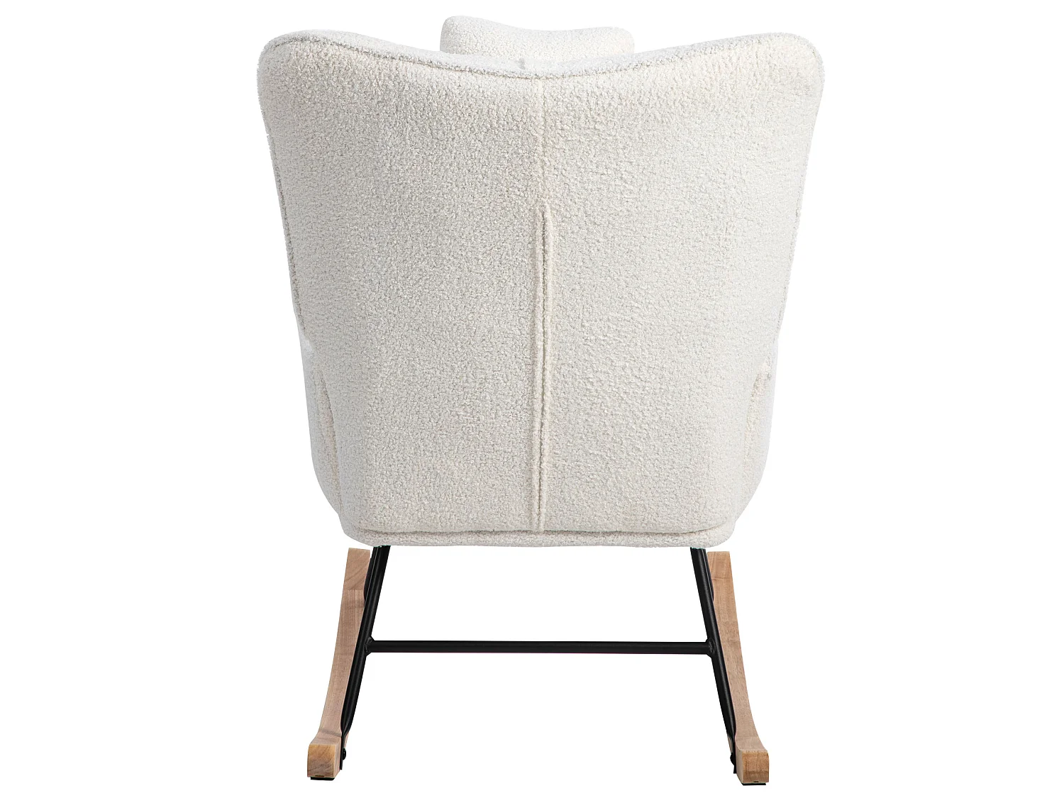 Sedia a dondolo bianca alta 92 cm, larghezza seduta 65 cm - con 1 cuscino per la testa e 1 pouf (49*38*38 cm), base resistente in gomma