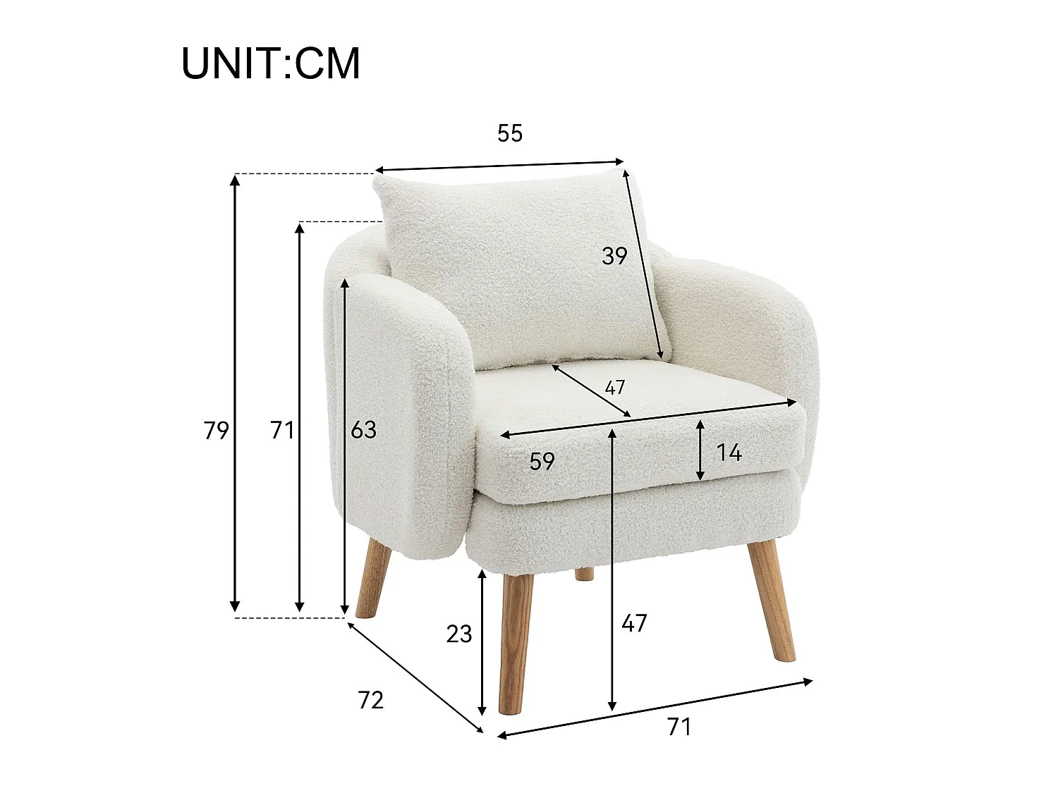 Fauteuil Teddy Velours Moderne avec Coussins - Fauteuil Confort Extra Épais, Structure en Bois Massif, Idéal pour Salon ou Bureau