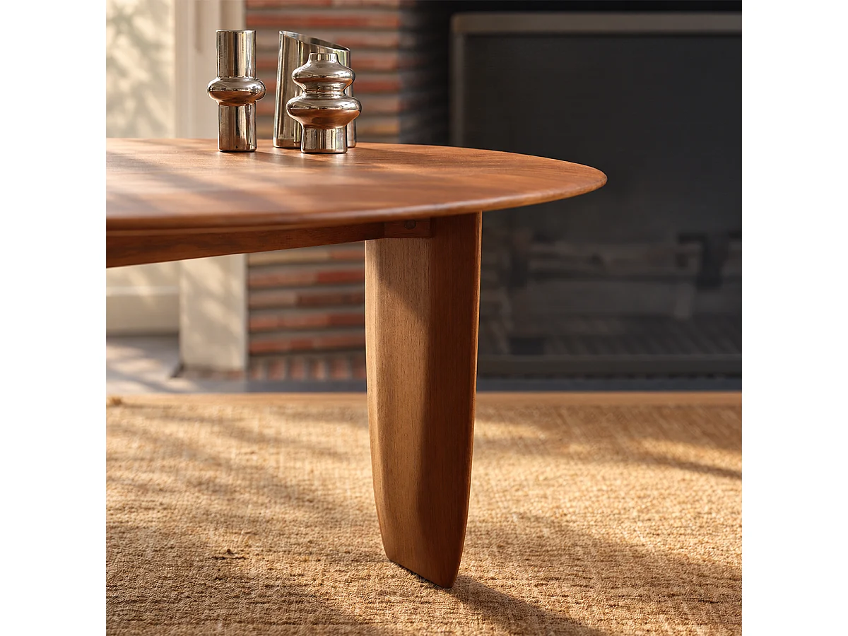 Table basse en teck massif naturel ronde Ø85 JEANNE