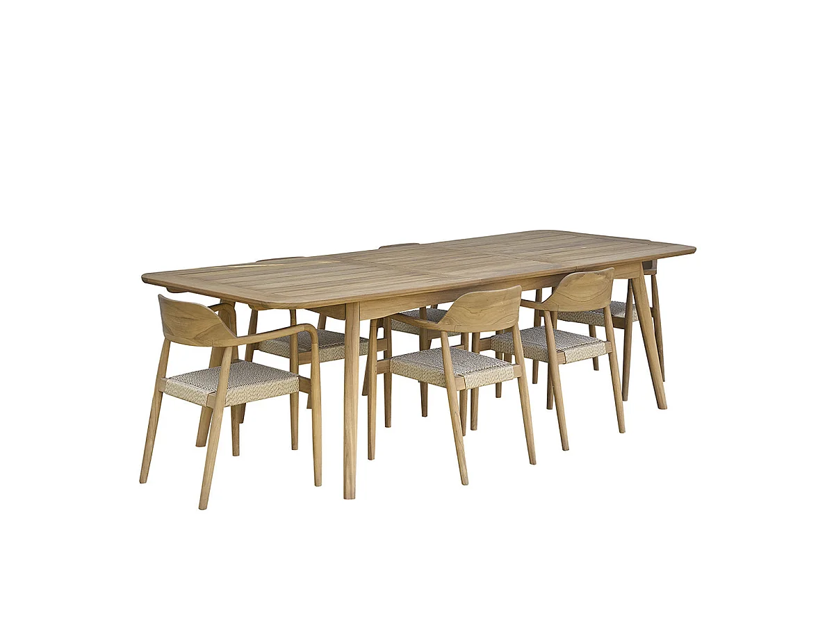 Set di mobili da giardino in teak massello con tavolo allungabile 6/8 pers.