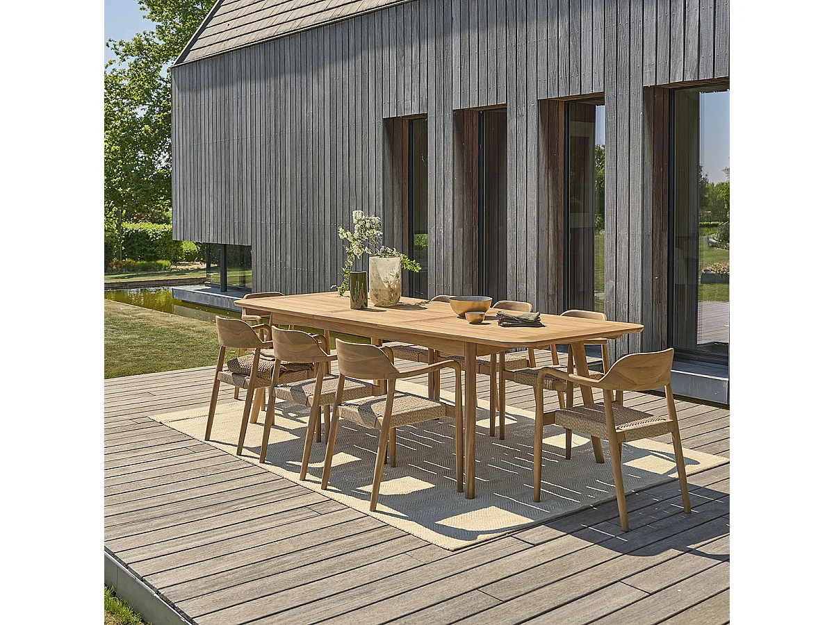 Set di mobili da giardino in teak massello con tavolo allungabile 6/8 pers.