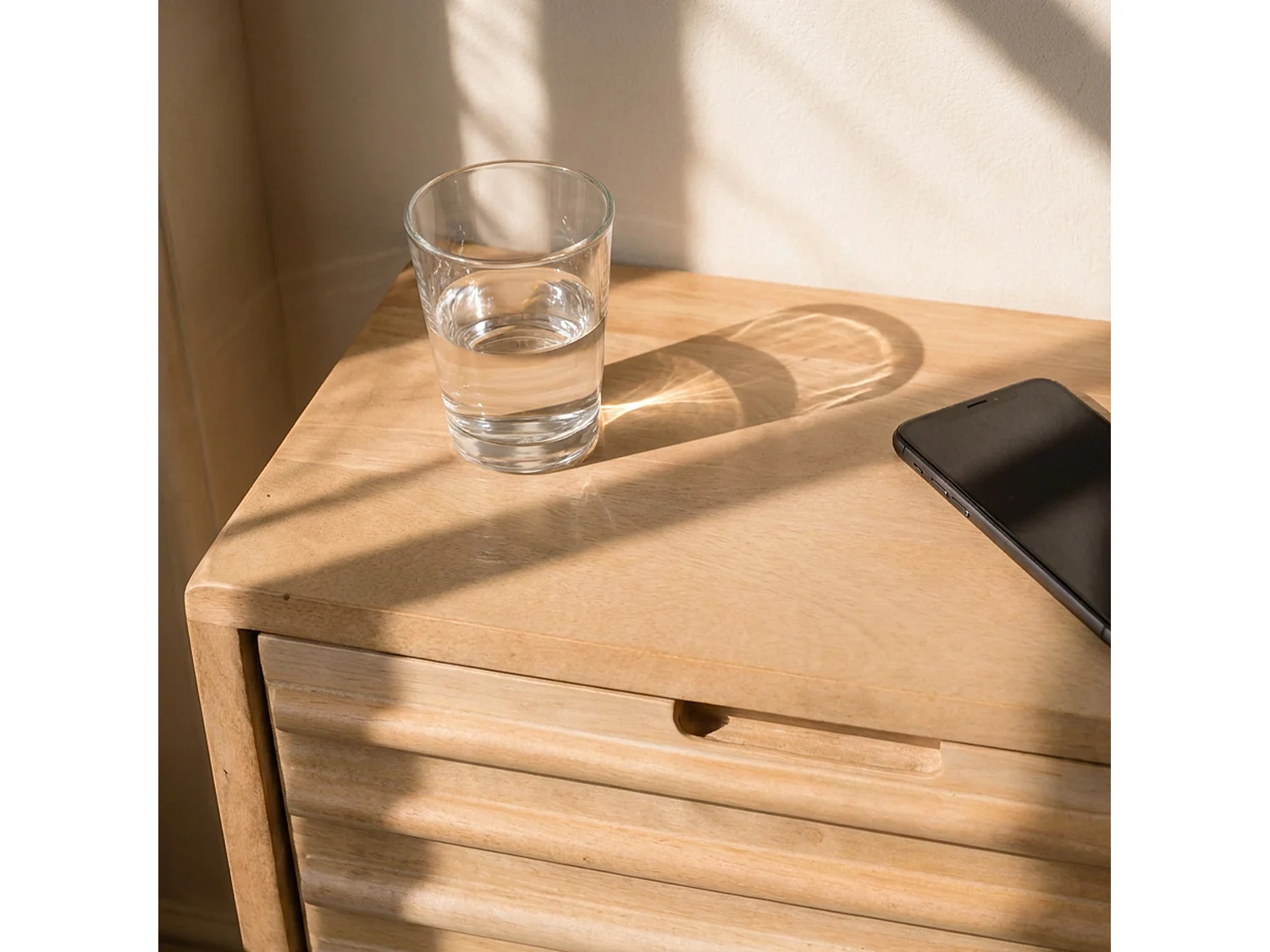 Table de chevet murale en bois de manguier naturel - Pablo