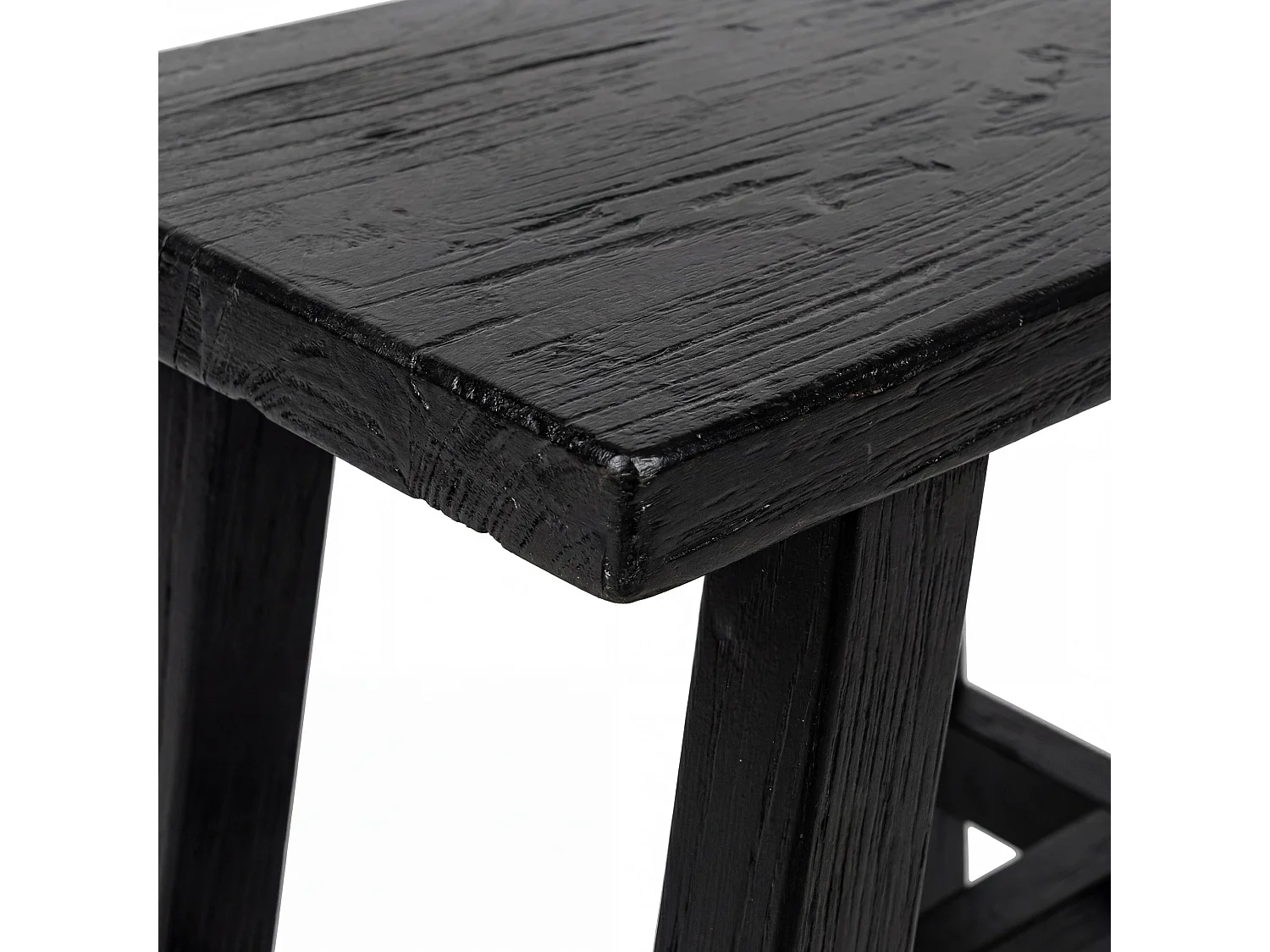 Taburete de madera de teca reciclada negra - Dao