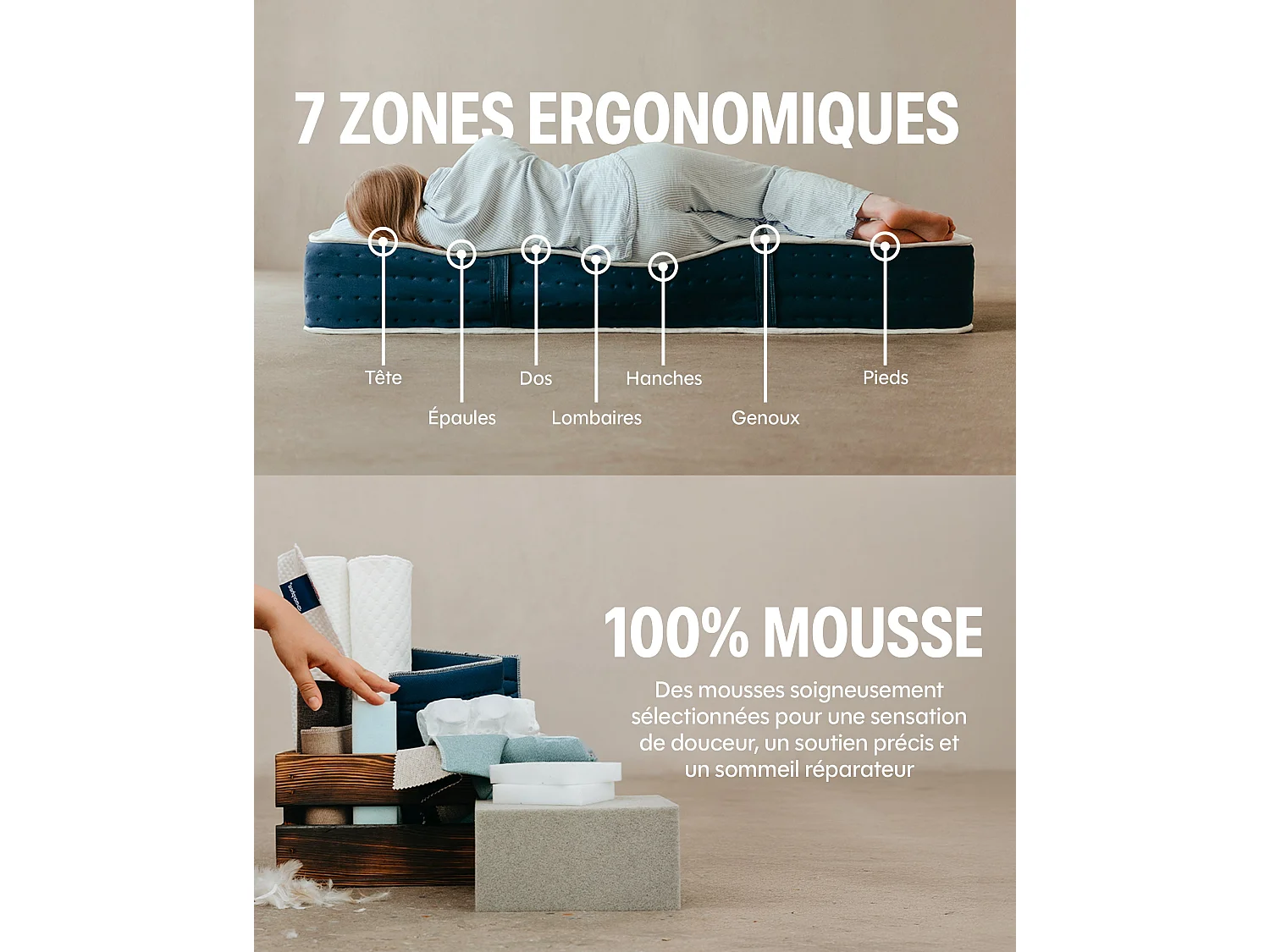 Matelas mousse 70x190 épais 20cm