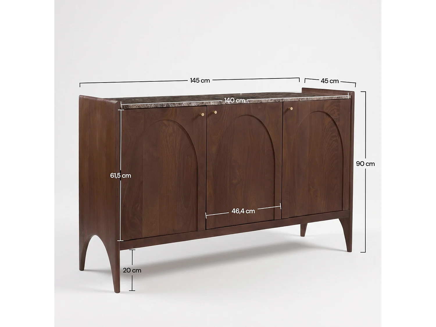 Sideboard aus Mangoholz mit Marmorplatte - Sandro