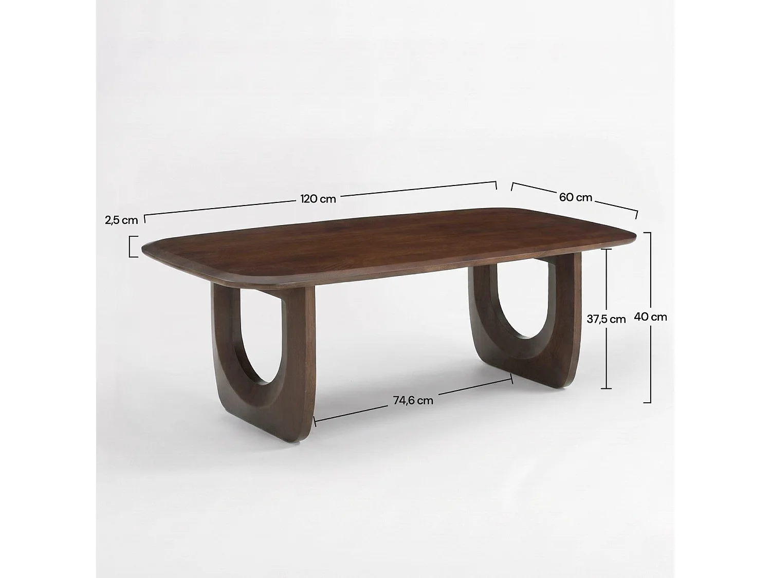 Tavolino in legno massello di mango marrone scuro 120 cm - Maya