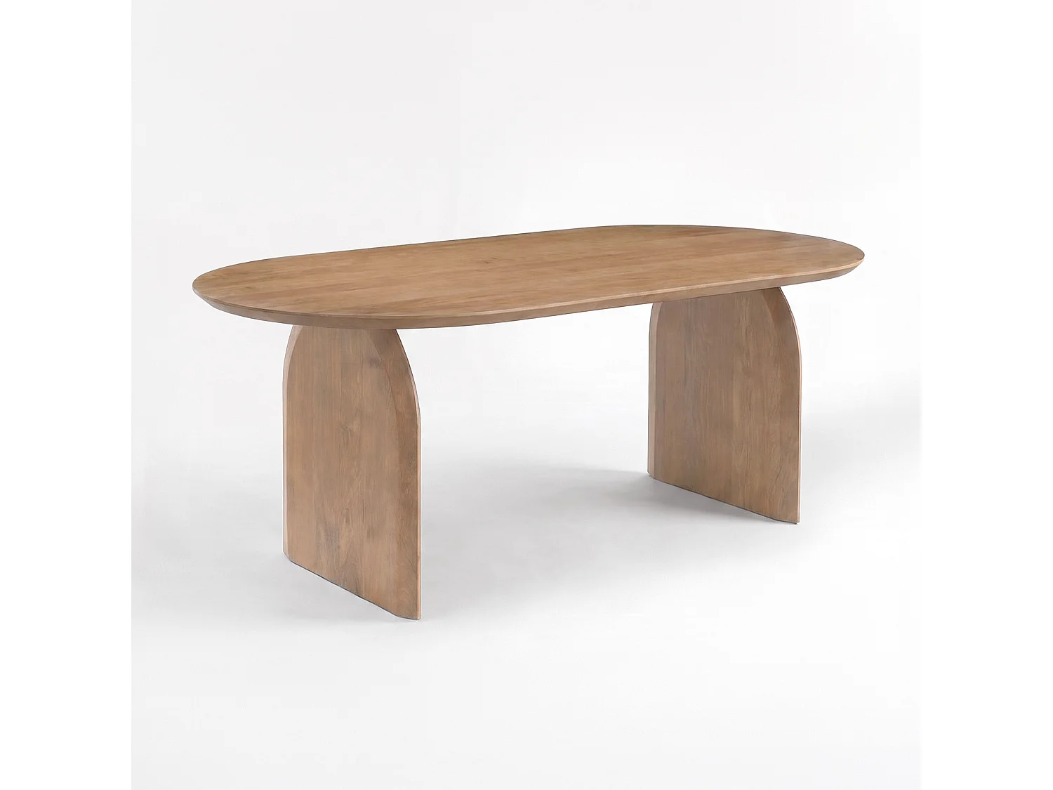 Mesa ovalada de madera maciza de mango marrón claro, 6 plazas - Alix