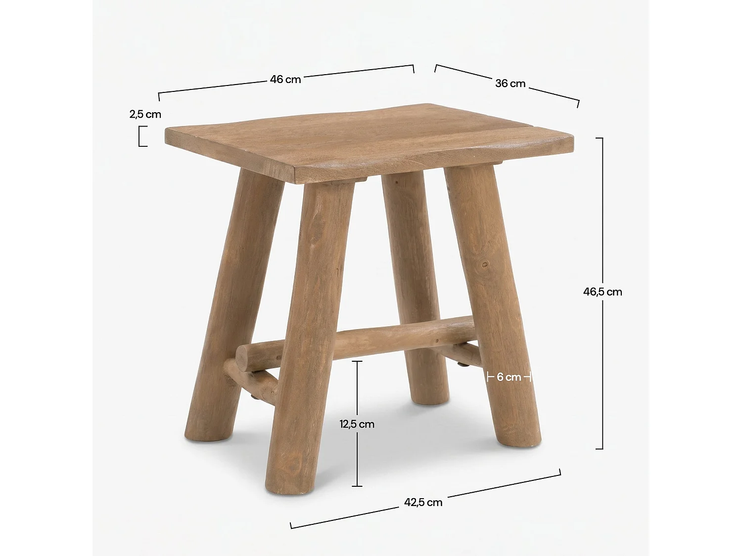 Taburete marrón de madera de mango 46 cm - Toxis