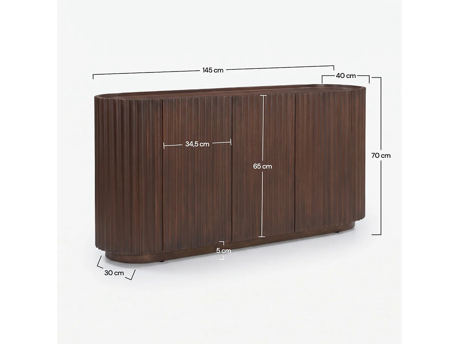 Sideboard aus Mangoholz in Nussbaumoptik - Lio