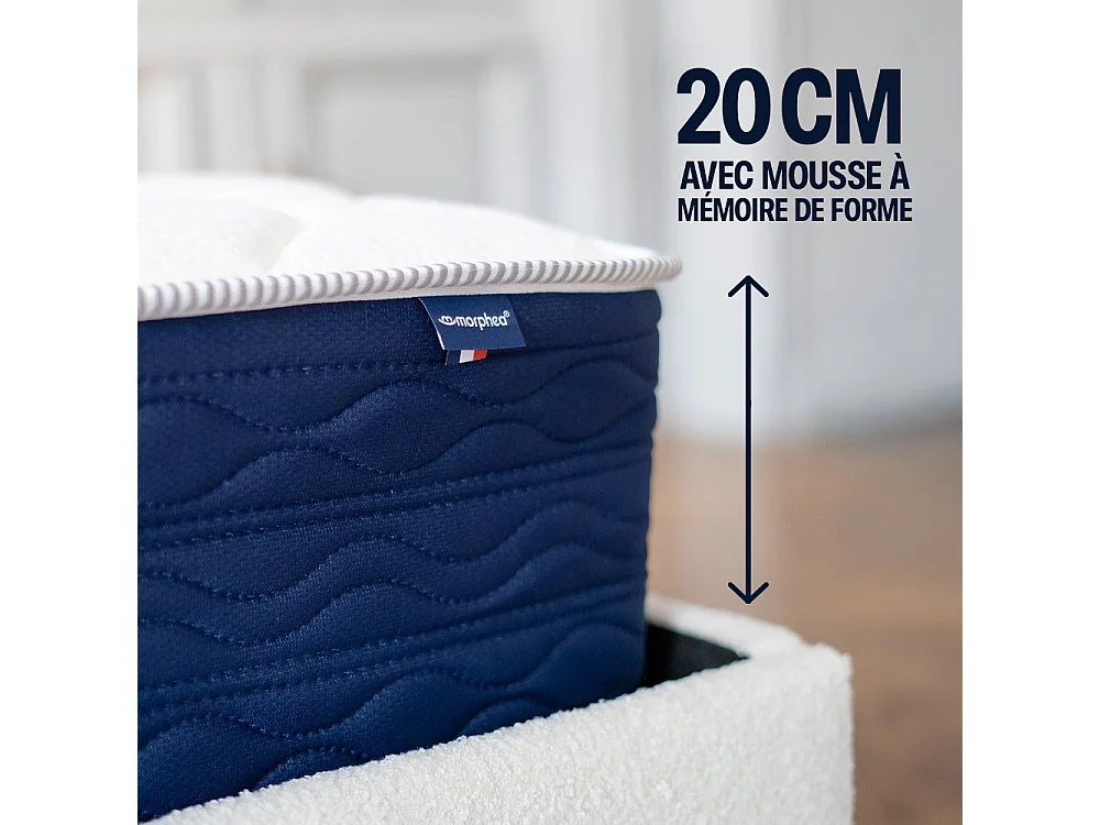 Pack 180x200cm sommier tapissier noir et matelas mousse premium 20cm