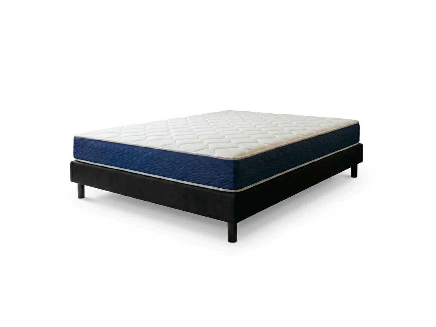 Pack 180x200cm sommier tapissier noir et matelas mousse premium 20cm