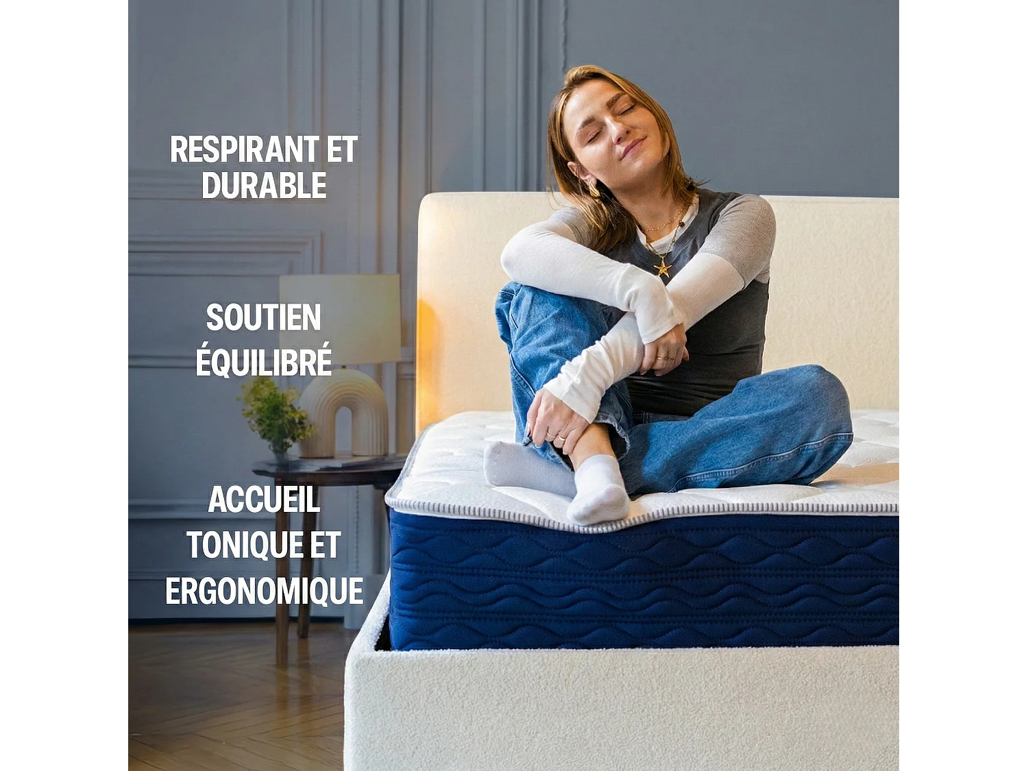 Pack 180x200cm sommier tapissier noir et matelas mousse premium 20cm