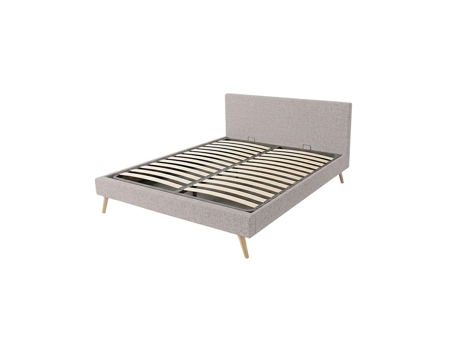 Lit sommier 140x190cm avec tête - Gris Clair en lin