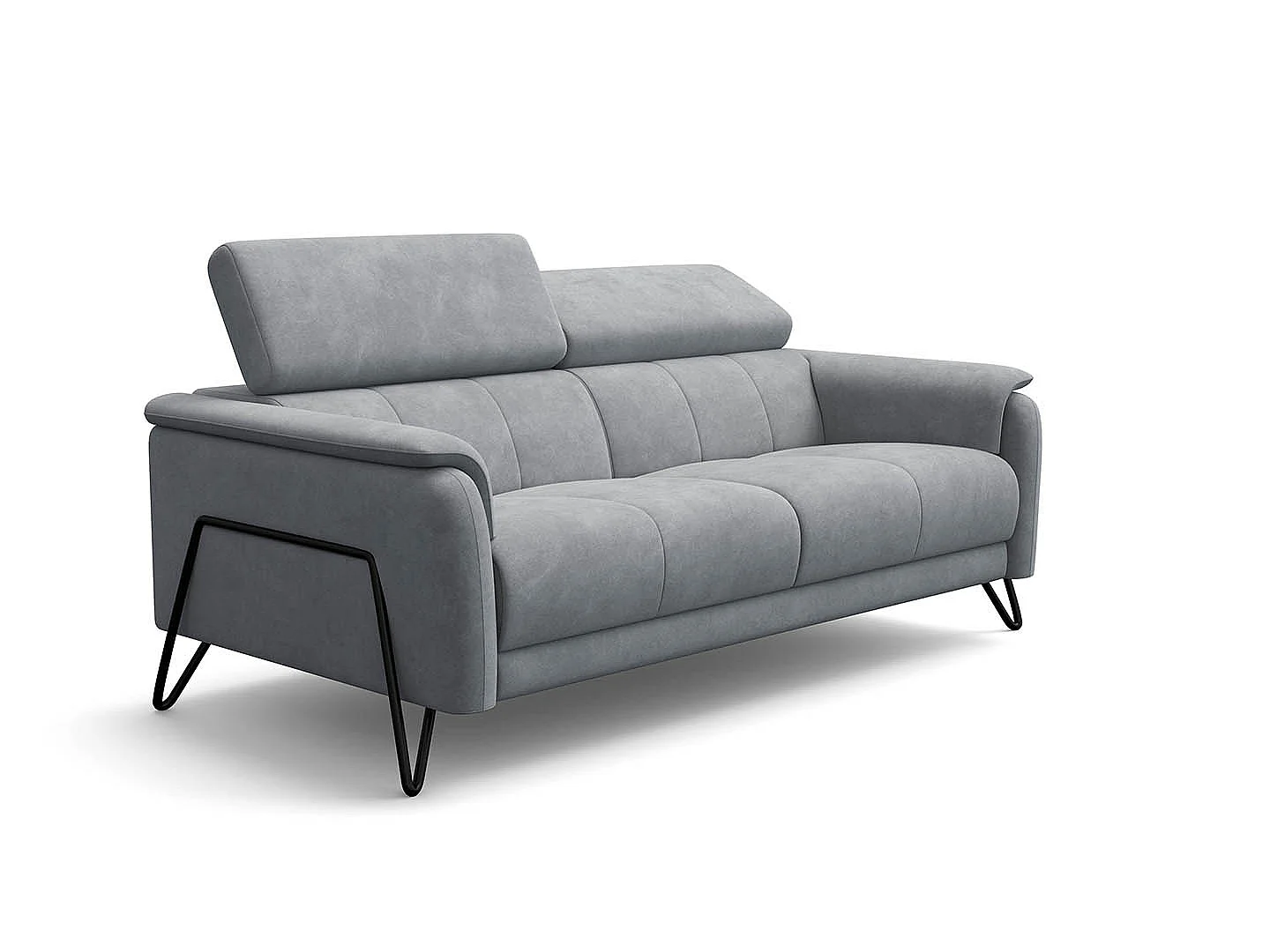 CANAPÉ RODEN 3 places, tissu velours gris clair