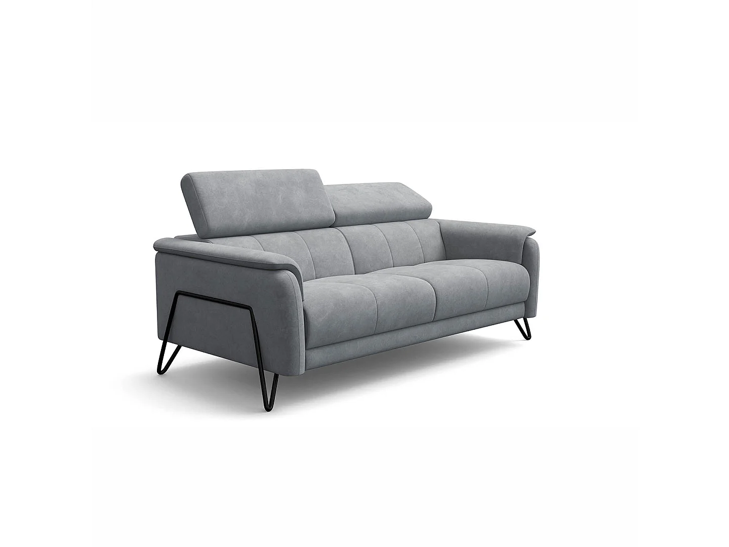 CANAPÉ RODEN 3 places, tissu velours gris clair