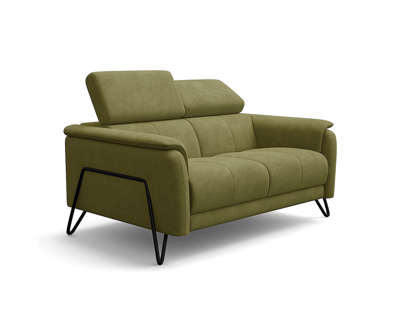 Sofa 2-Sitzer RODEN, olive Veloursstoff