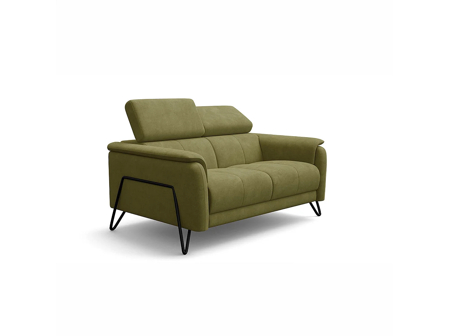 Sofa 2-Sitzer RODEN, olive Veloursstoff