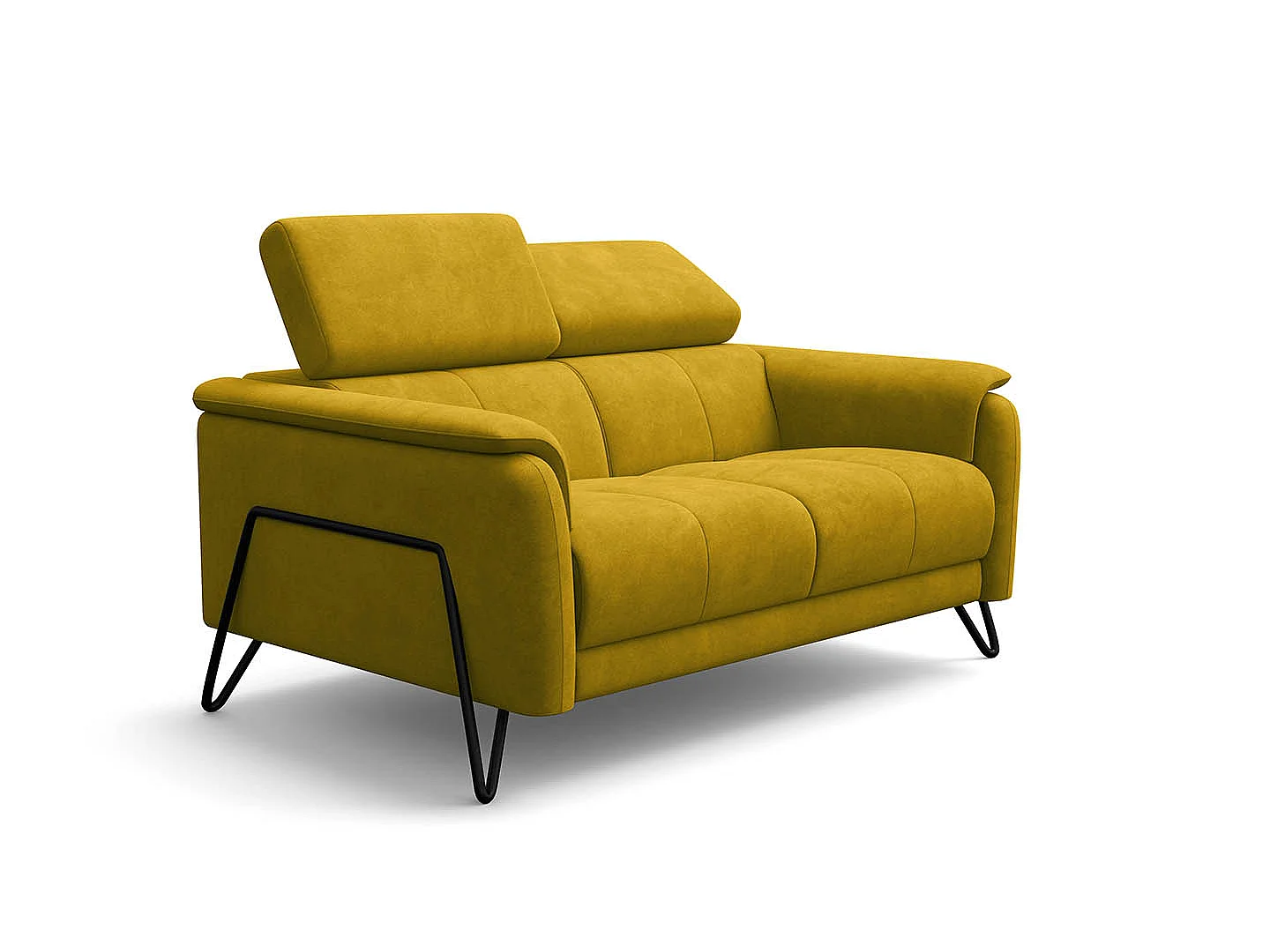 CANAPÉ RODEN 2 places, tissu velours jaune foncé