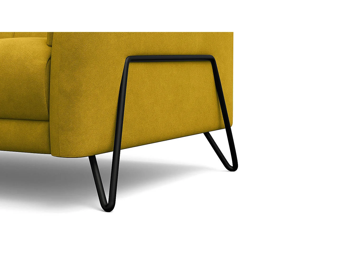 CANAPÉ RODEN 2 places, tissu velours jaune foncé