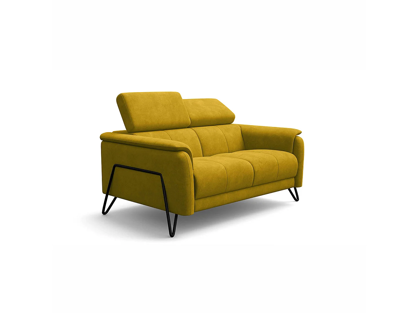 CANAPÉ RODEN 2 places, tissu velours jaune foncé