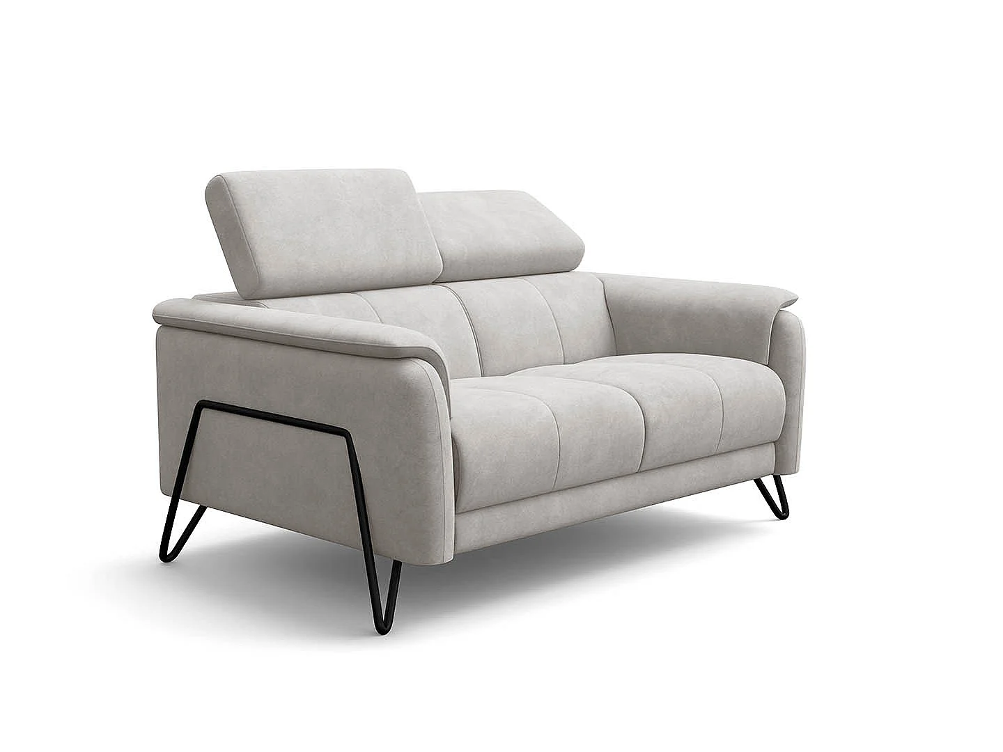 Sofa 2-Sitzer RODEN, creme Veloursstoff
