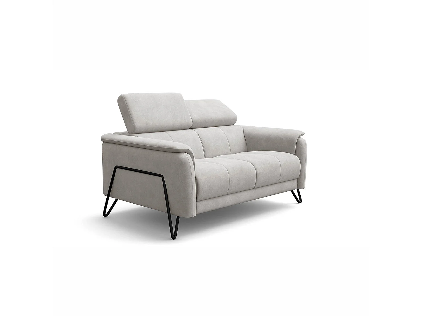 Sofa 2-Sitzer RODEN, creme Veloursstoff
