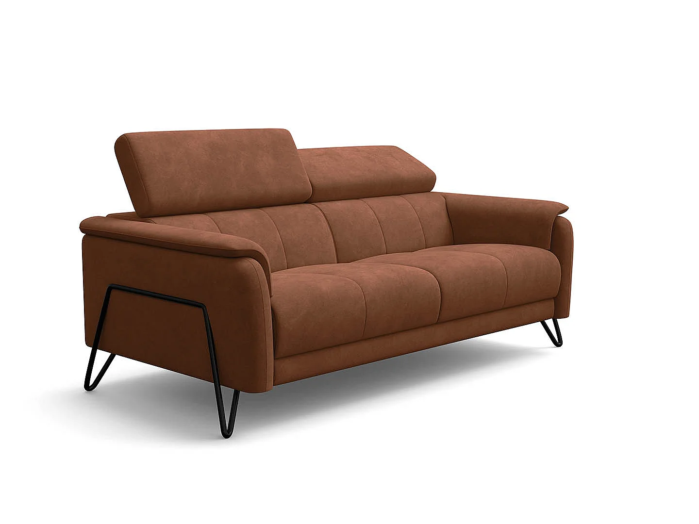 Sofa 3-Sitzer RODEN, braun Veloursstoff