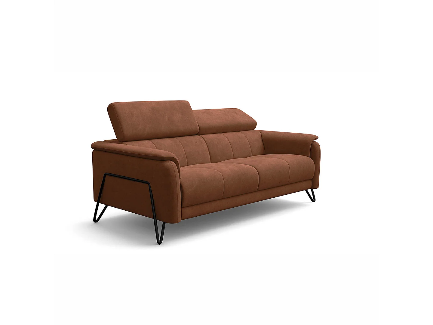 Sofa 3-Sitzer RODEN, braun Veloursstoff