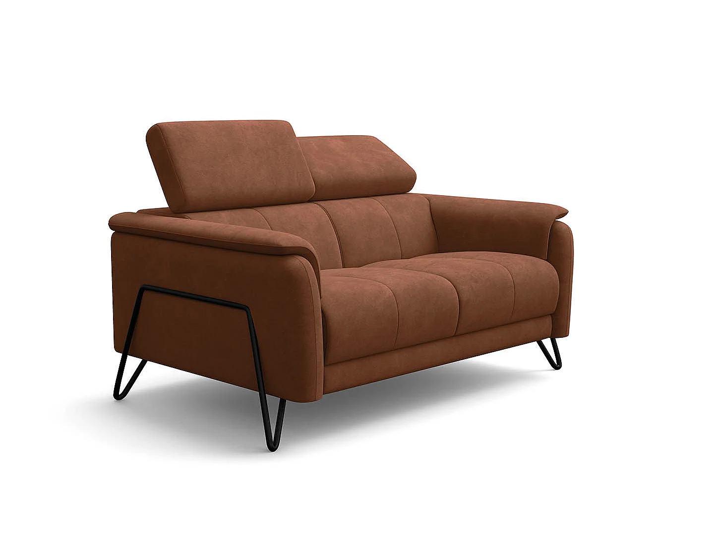 Sofa 2-Sitzer RODEN, braun Veloursstoff