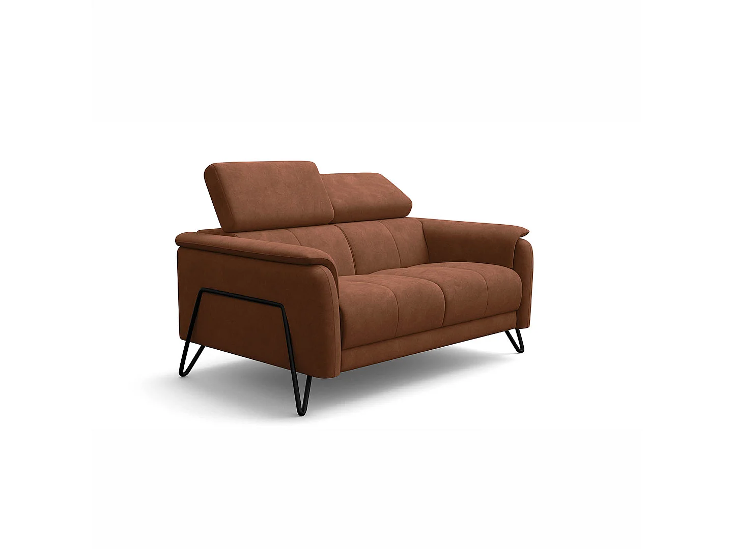 Sofa 2-Sitzer RODEN, braun Veloursstoff
