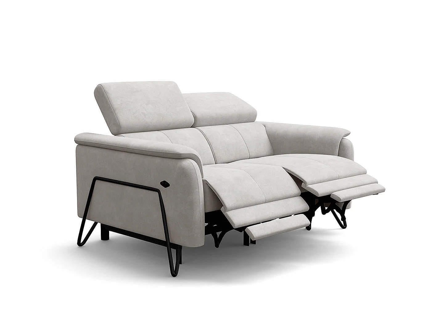 Relaxsofa 2-Sitzer RODEN, mit 2 Relax, creme Veloursstoff