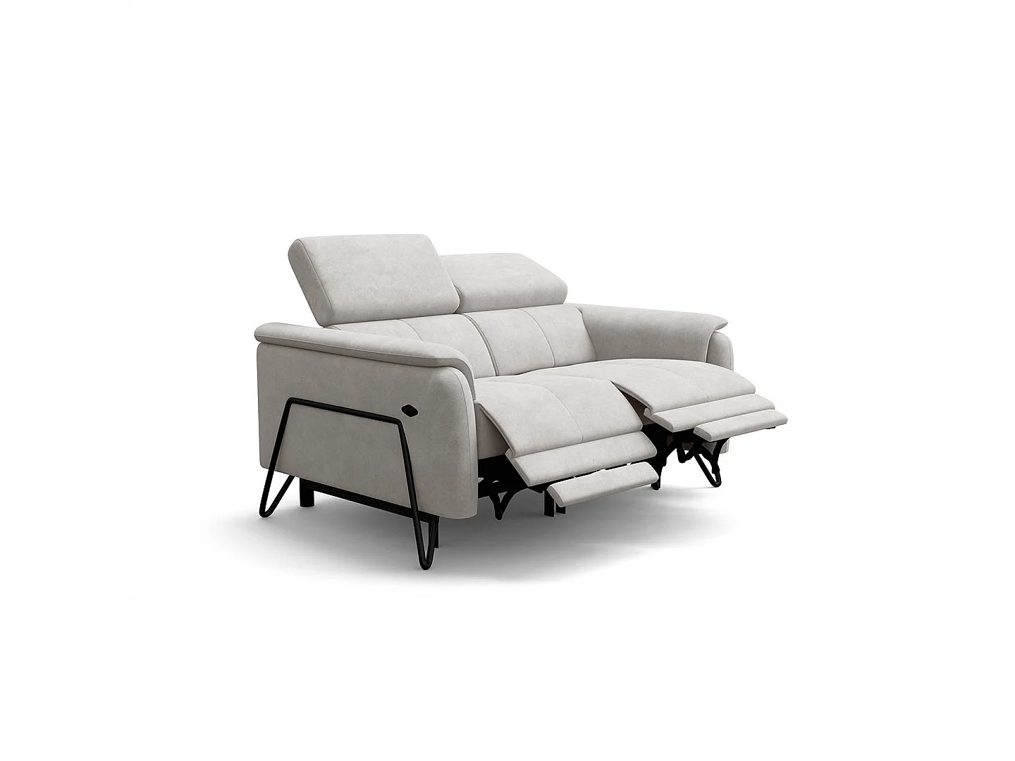 Relaxsofa 2-Sitzer RODEN, mit 2 Relax, creme Veloursstoff