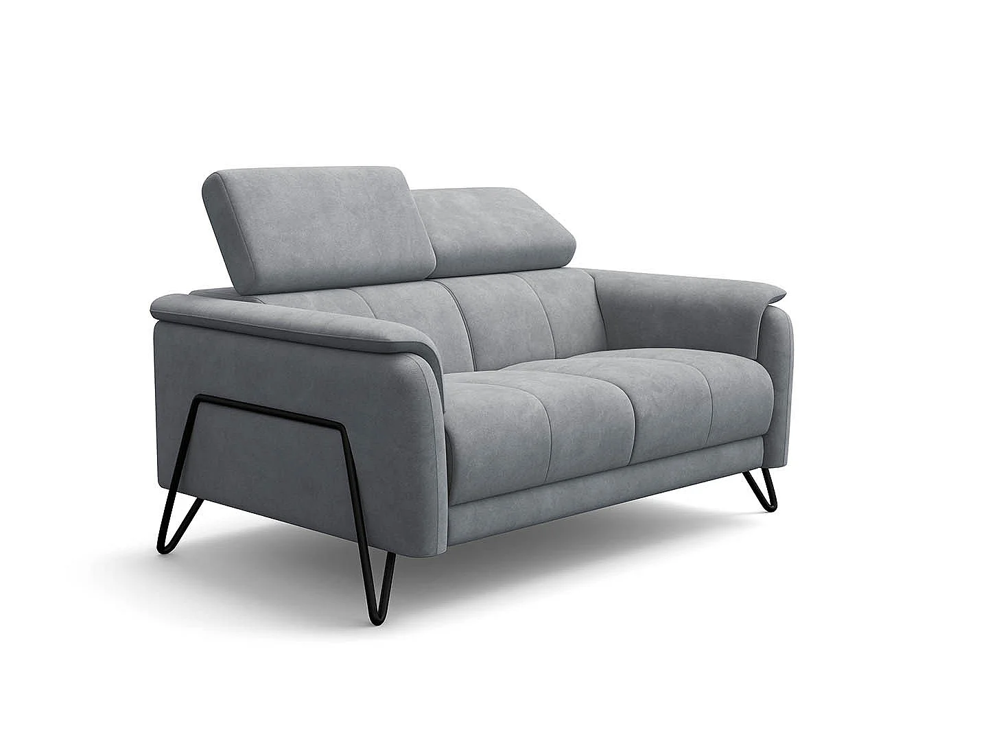 CANAPÉ RODEN 2 places, tissu velours gris clair