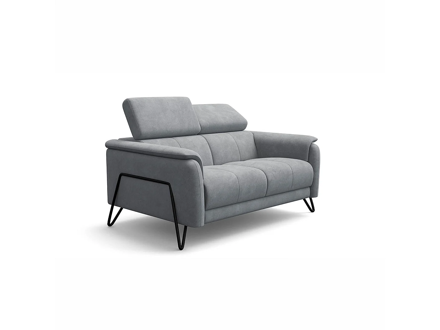 CANAPÉ RODEN 2 places, tissu velours gris clair