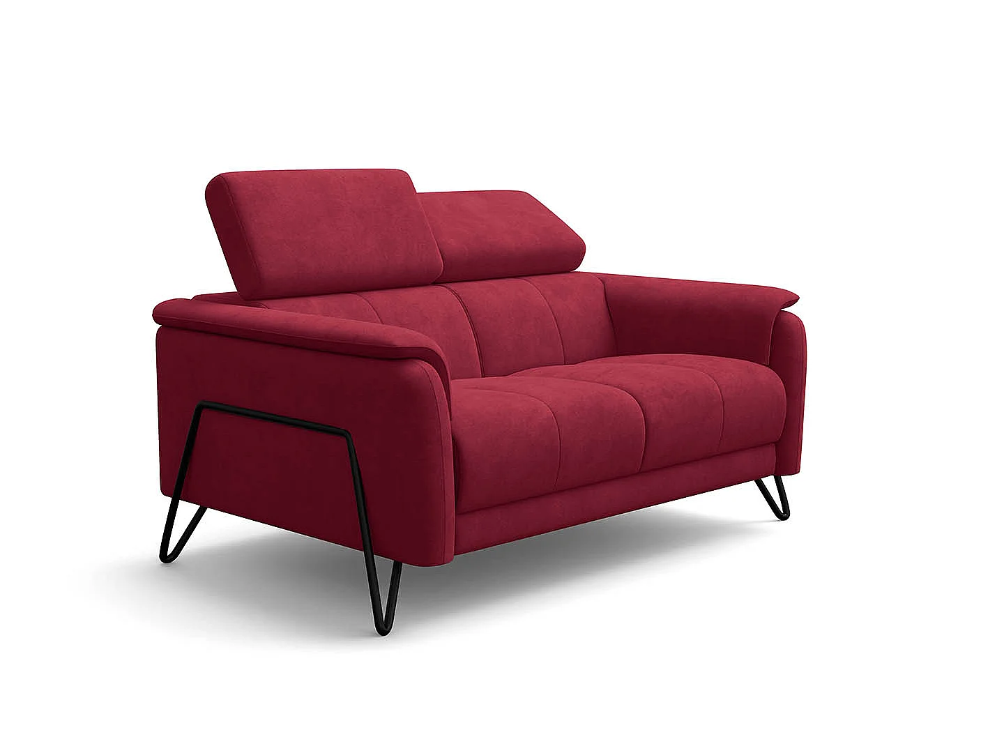 Sofa 2-Sitzer RODEN, rostrot Veloursstoff