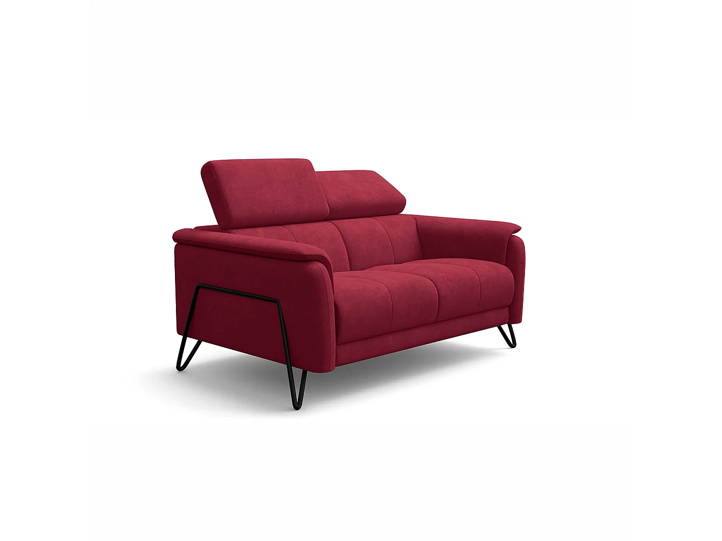 Sofa 2-Sitzer RODEN, rostrot Veloursstoff