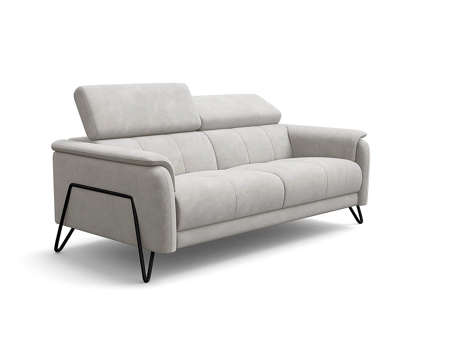 Sofa 3-Sitzer RODEN, creme Veloursstoff