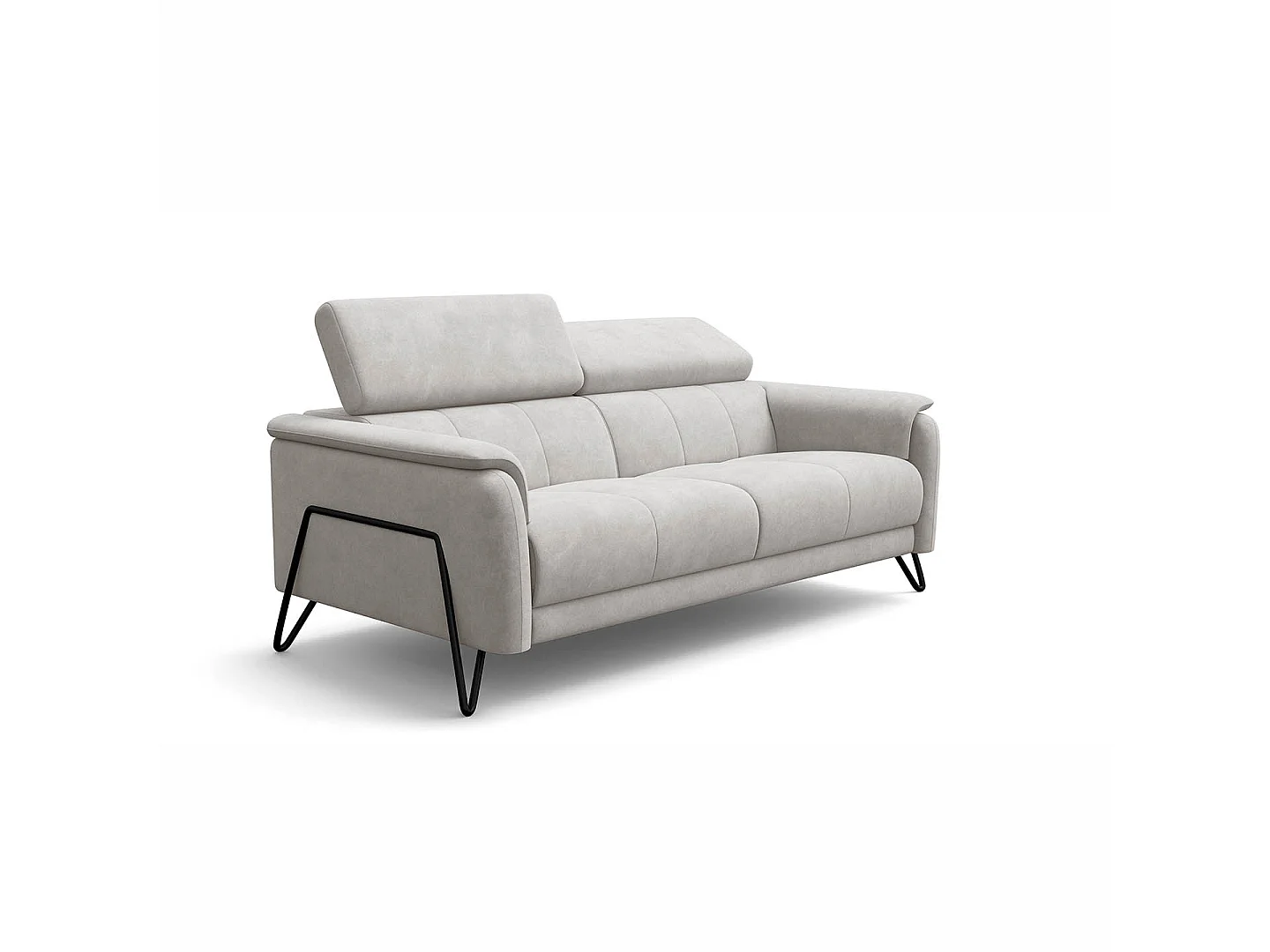 Sofa 3-Sitzer RODEN, creme Veloursstoff