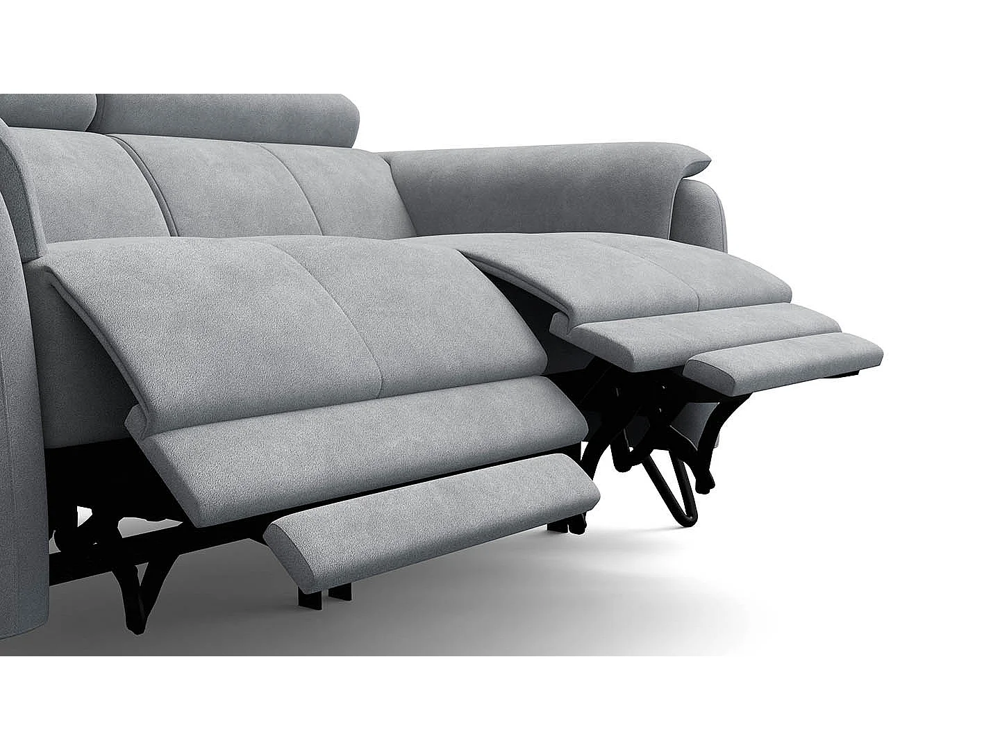 CANAPÉ RODEN 2 places avec 2 Relax, tissu velours gris clair