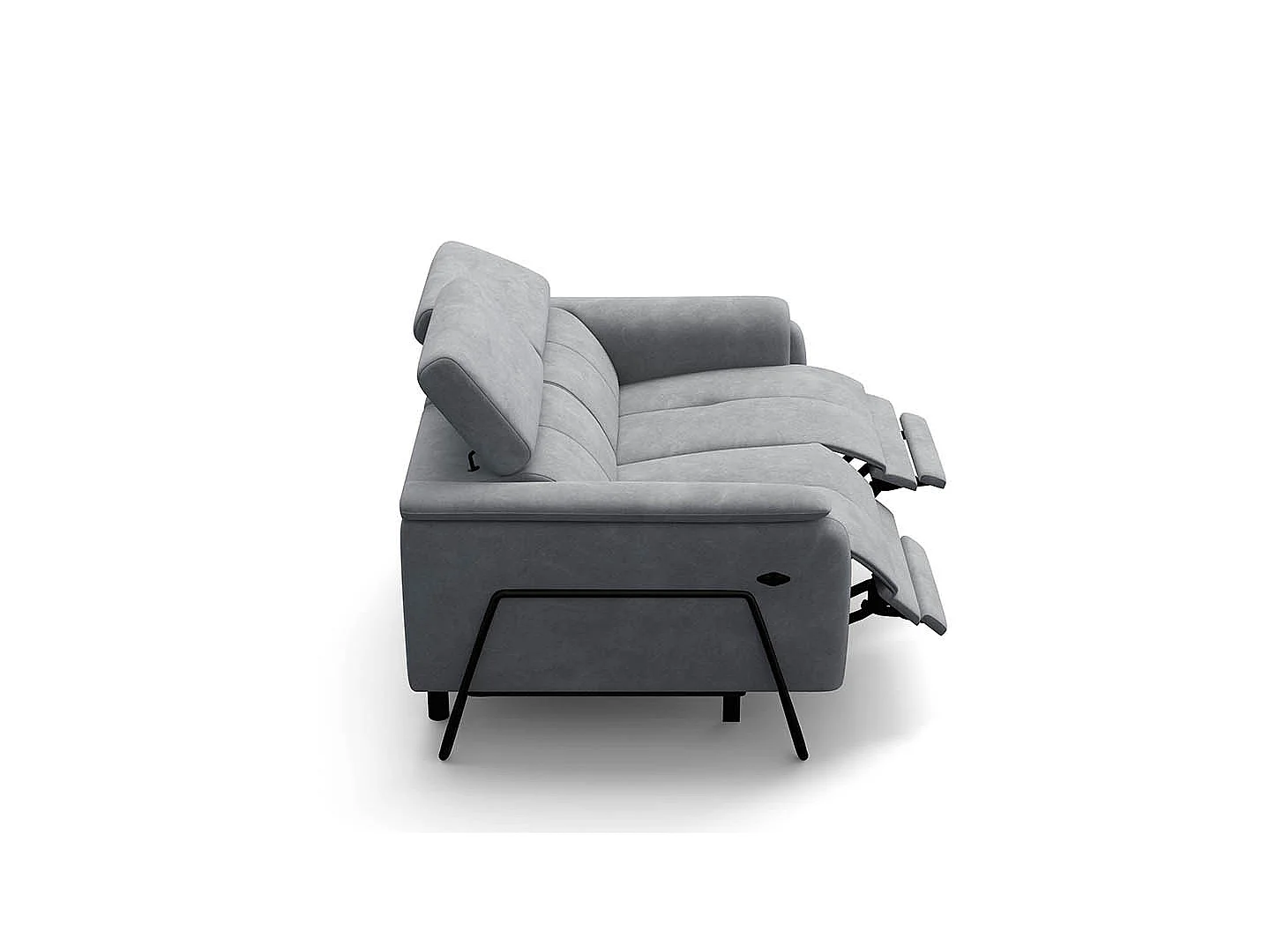CANAPÉ RODEN 2 places avec 2 Relax, tissu velours gris clair