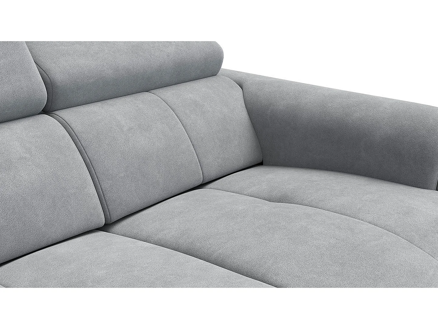 CANAPÉ RODEN 2 places avec 2 Relax, tissu velours gris clair