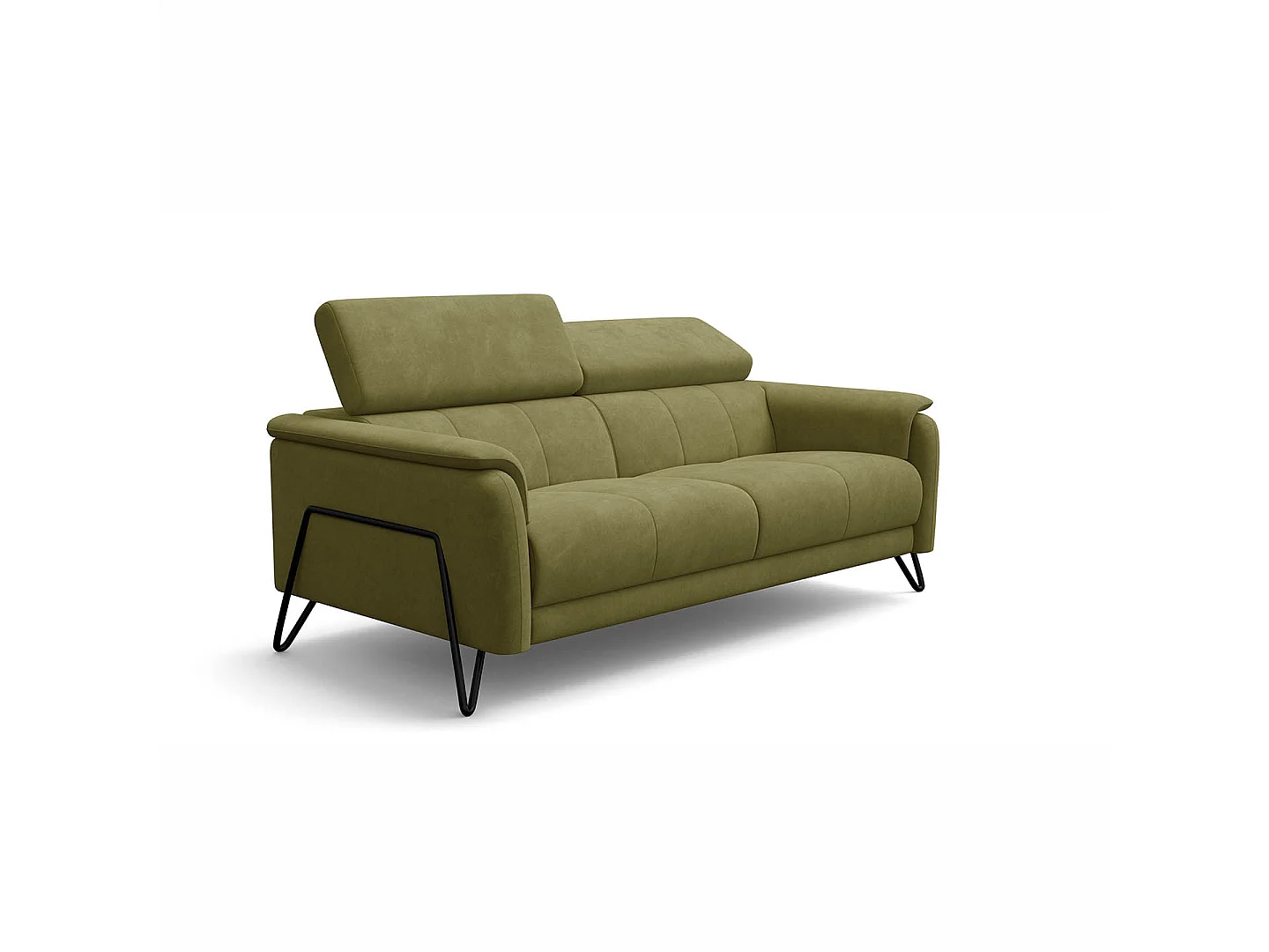 Sofa 3-Sitzer RODEN, olive Veloursstoff
