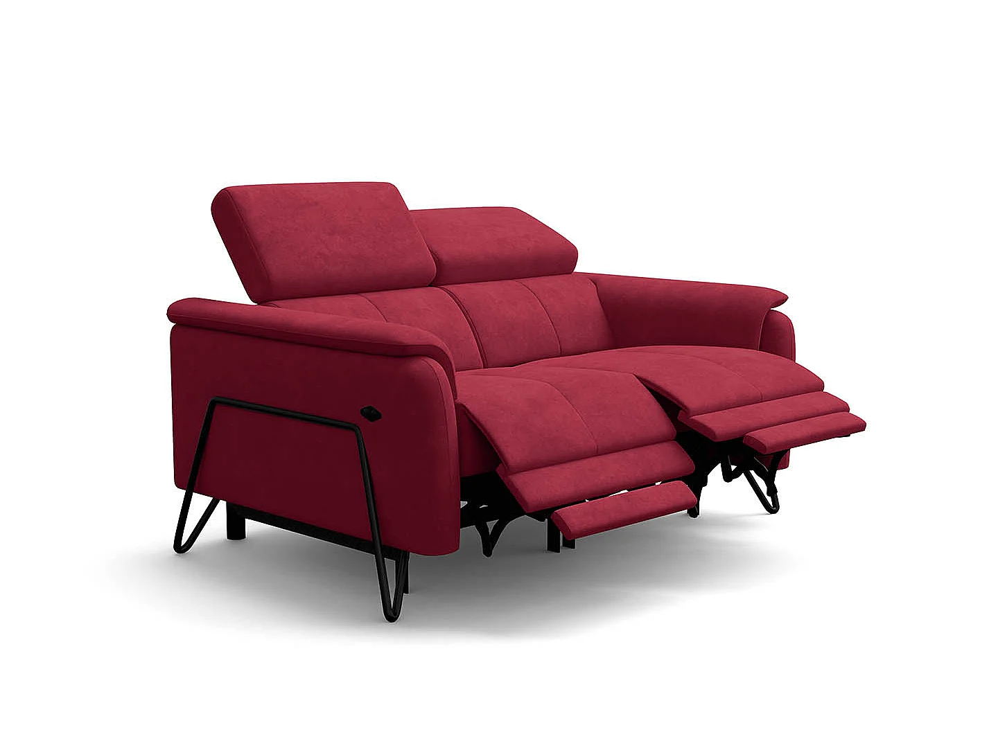 Relaxsofa 2-Sitzer RODEN, mit 2 Relax, rostrot Veloursstoff