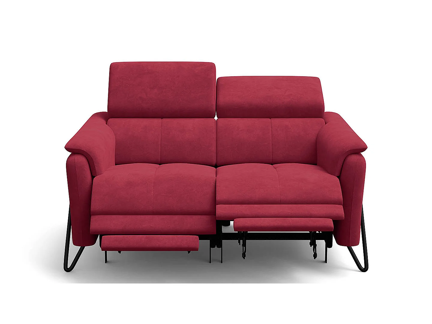 Relaxsofa 2-Sitzer RODEN, mit 2 Relax, rostrot Veloursstoff