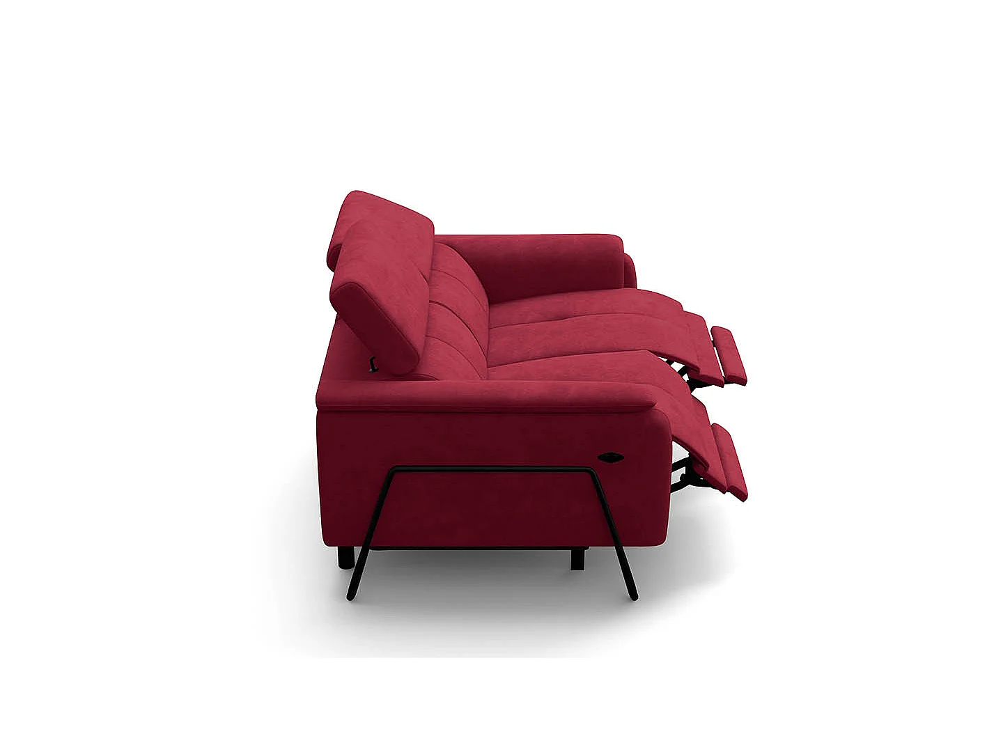 Relaxsofa 2-Sitzer RODEN, mit 2 Relax, rostrot Veloursstoff